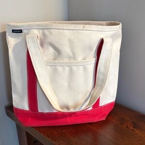 Lands’ End Canvas Tote Bag with Red Accents